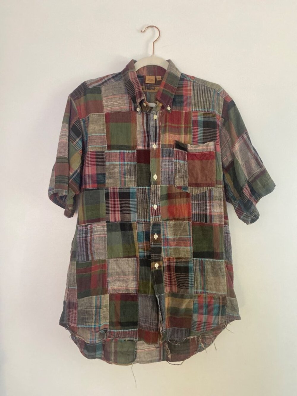 Vintage Ruff Hewn Men's Patchwork Button-Up Shirt 100% Cotton Size M